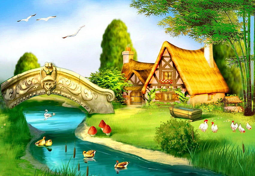 Beautiful countryside cottage HD wallpapers | Pxfuel