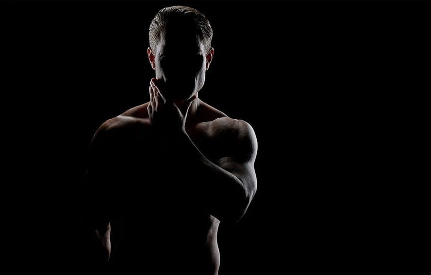 тъмно, мускули, поза, сенки за , раздел мужчины, Dark Gym HD тапет