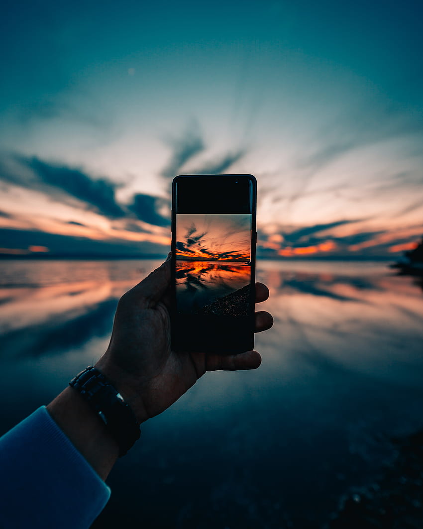 Sunset, Horizon, Hand, , , Telephone HD phone wallpaper