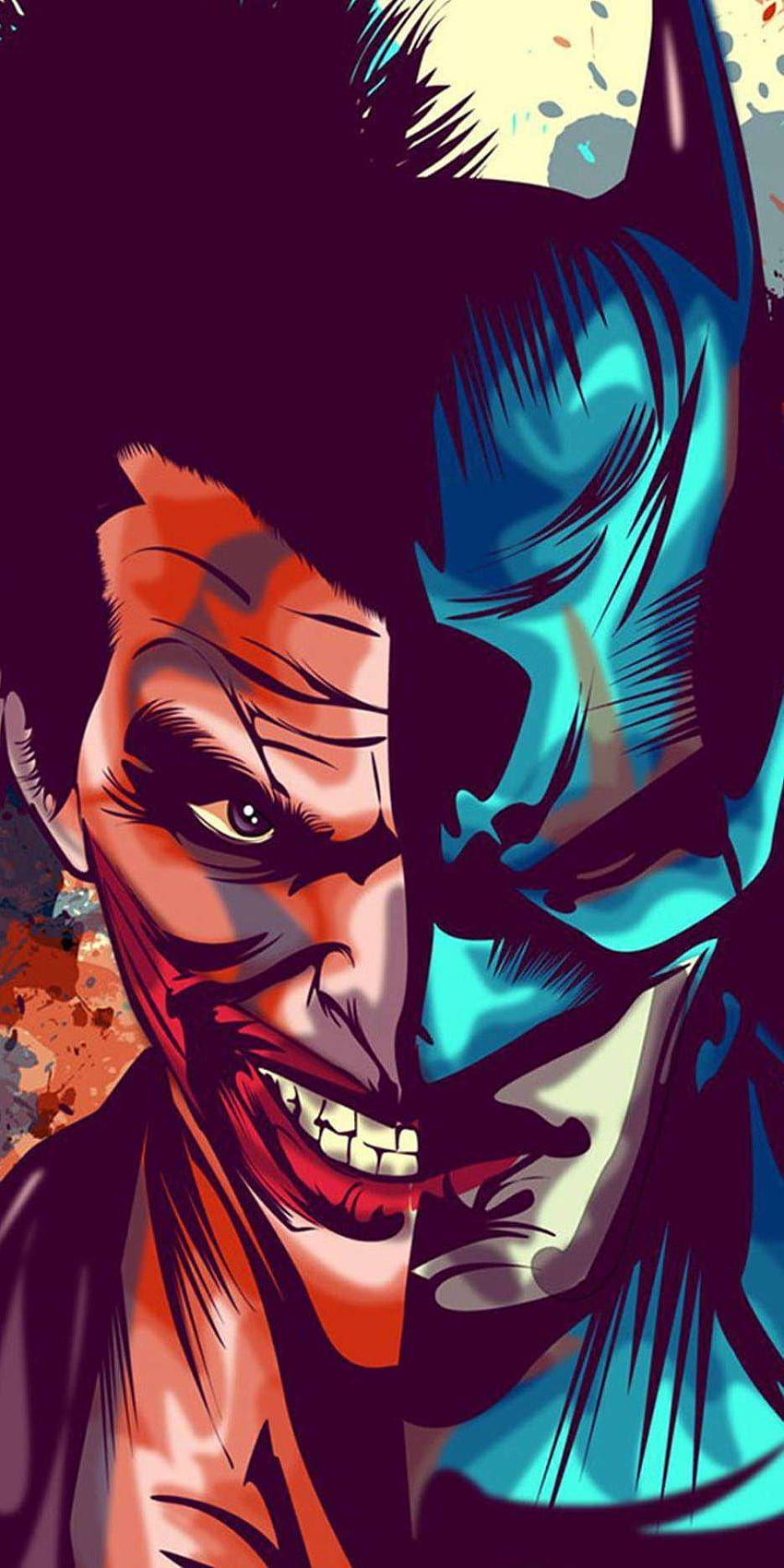 Batman And Joker Face Art โจ๊กเกอร์ครึ่งหน้า วอลล์เปเปอร์โทรศัพท์ HD
