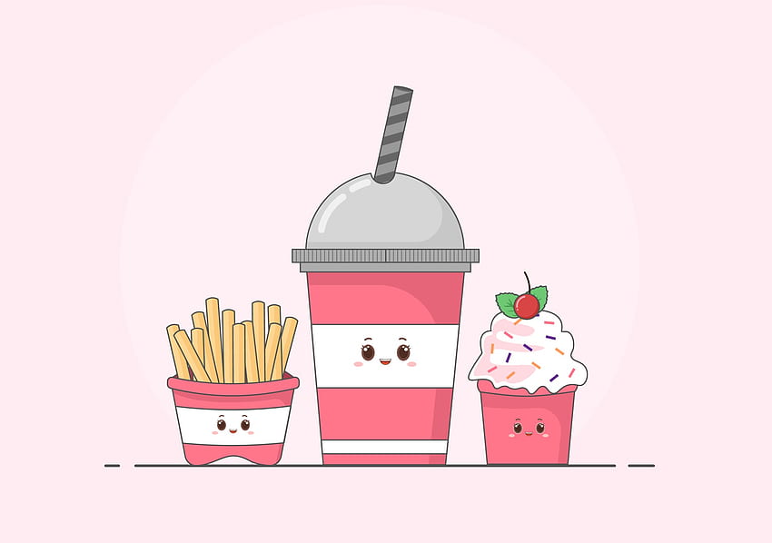 Cute French Fries and Cola Fast Food Background Vector 3143279 Vector Art at Vecteezy HD wallpaper