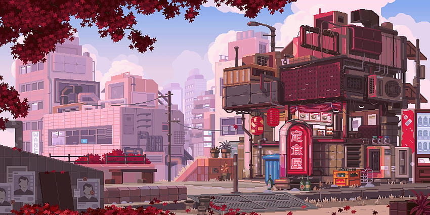Pixel Art Town City Waneella - Резолюция:, Red Pixel Art HD тапет