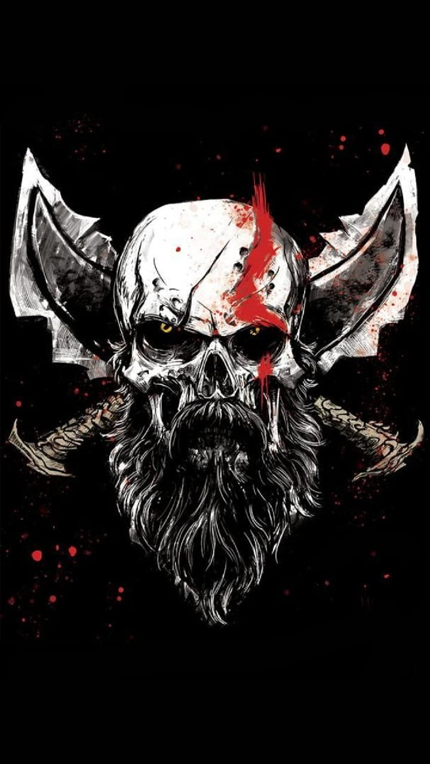 LeMacSP'den God of War Skull - şimdi 83. Milyonlarca popüler oyuna göz atın. Kratos savaş tanrısı, Savaş tanrısı, Demir adam sanatı, Viking Kafatası HD telefon duvar kağıdı