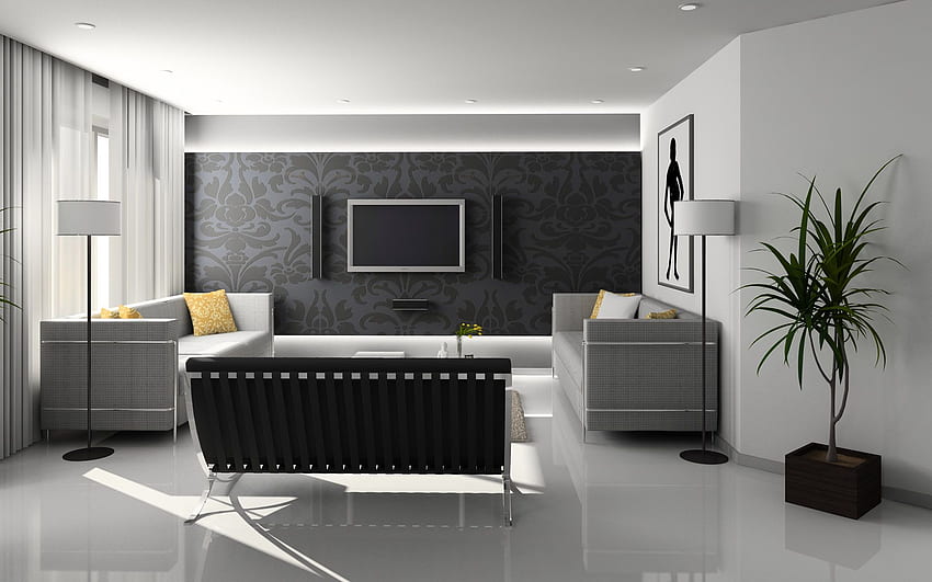 Modern Home Interior., Hausinnenraum HD-Hintergrundbild