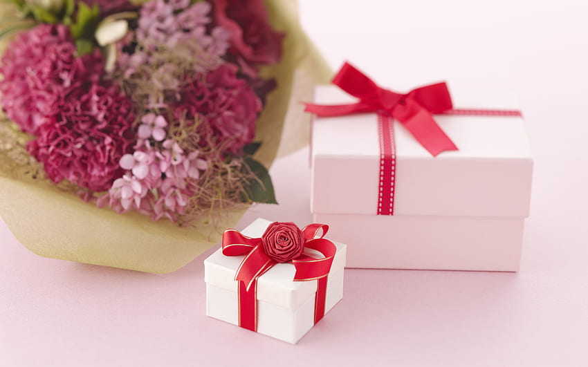 Christmas gifts romantic surprise, boxes, ribbons, nice, xmas, christmas gifts, box, christmas, flowers, bow HD wallpaper