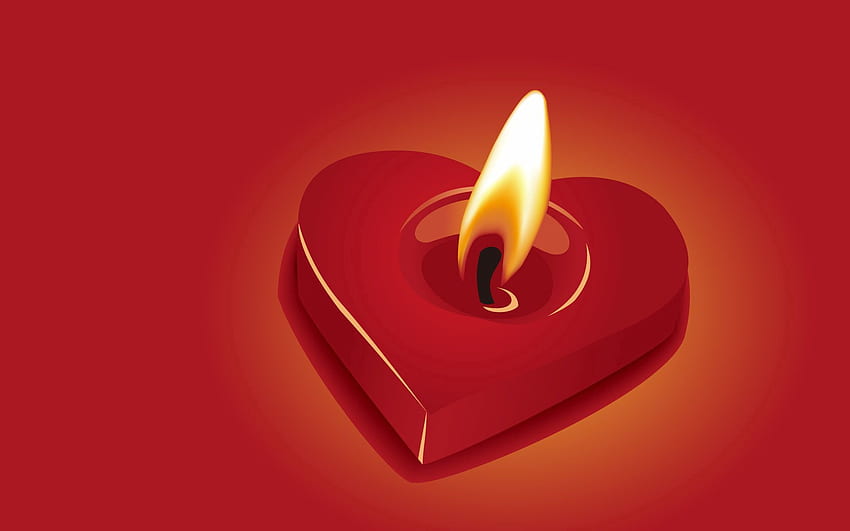 Огън, Любов, Сърце, Свещ HD тапет