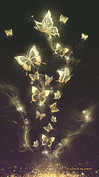 Golden with Butterfly wallpaper  Butterfly wallpaper Pink wallpaper  iphone Cellphone wallpaper