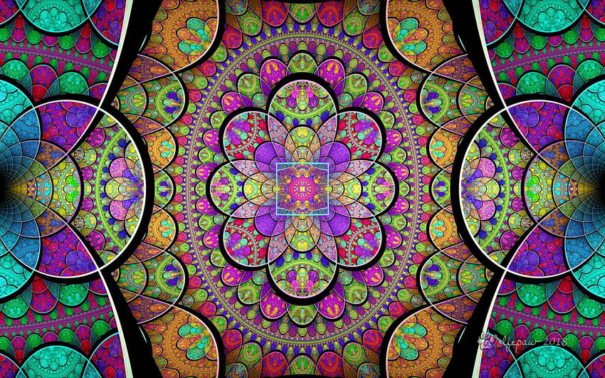 Fraktal Berwarna-warni, warna, fraktal, motif, abstrak Wallpaper HD