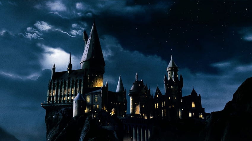 Harry Potter And The Sorcerer&;s Stone hogwarts castle college school witch night clouds fantasy artistic window lighhts dark spooky architecture buildings . HD wallpaper