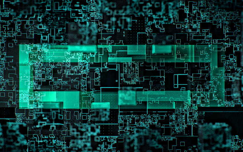 зелен цифров фон, компютърна технология, зелен абстрактен фон, зелена цифрова текстура, зелена цифрова рамка за с разделителна способност. Високо качество HD тапет