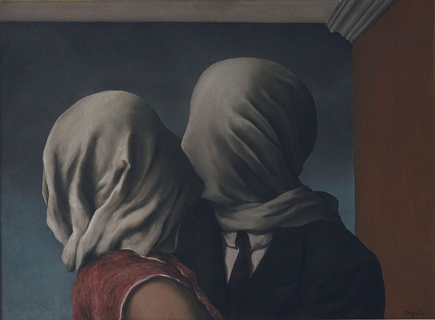 Los amantes: un arte surrealista de René Magritte fondo de pantalla
