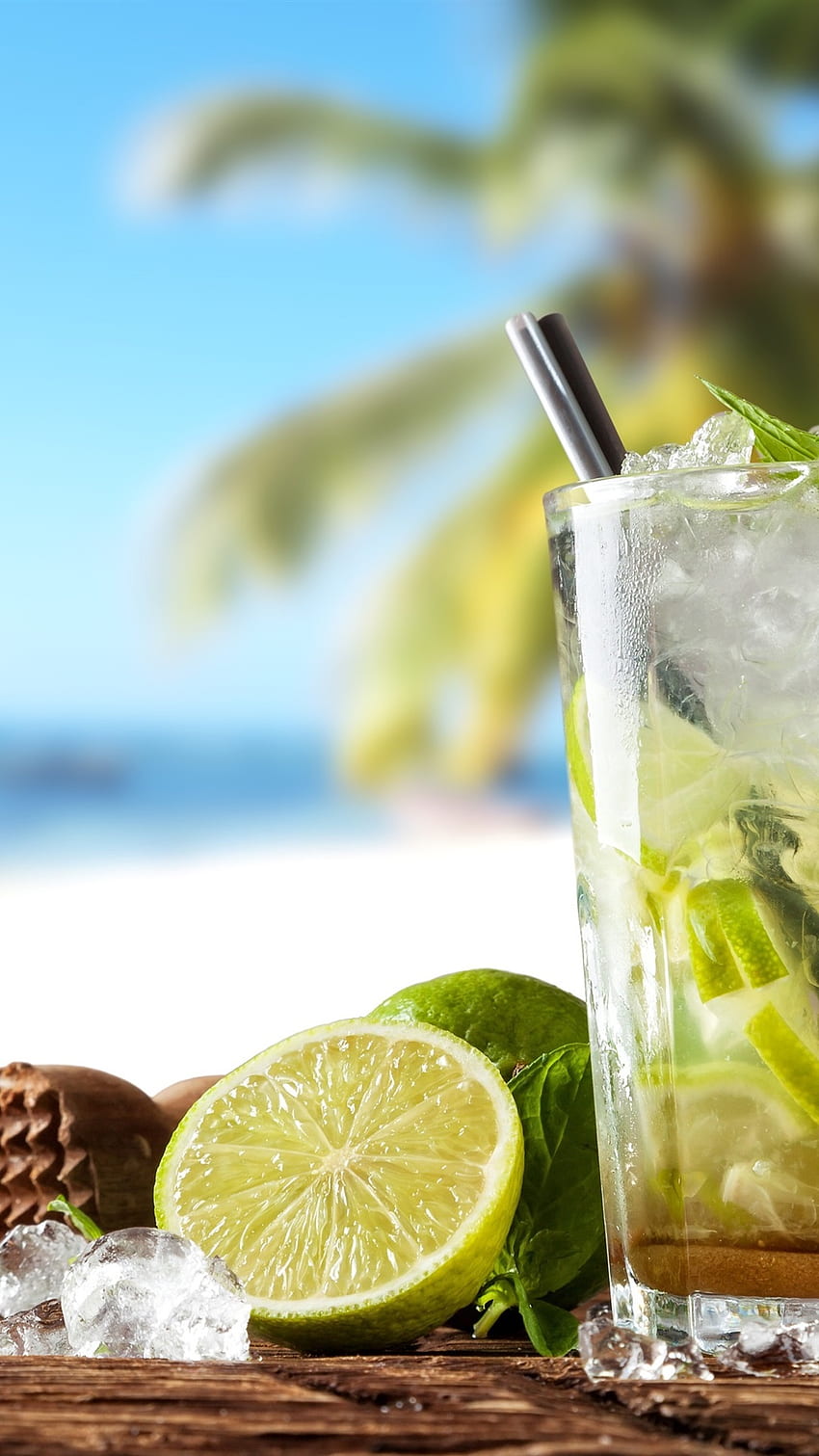 Bebidas de verão, coquetel, mojito, limão, menta IPhone 8 7 6 Papel de parede de celular HD