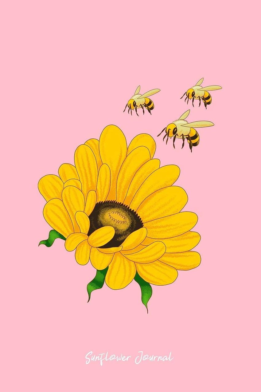 Sunflower Journal: Dot Grid Journal - Sunflower Bees Retro Nature Summer Flower Beekeepers Gift - Pink Dotted Diary, Planner, Gratitude, Writing, Travel, Goal, Bullet Notebook - 120페이지: Sunflower Journals, BoredKoalas: 9781082877636 HD 전화 배경 화면