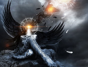 Wallpaper the city, Apocalypse, wings, monster, angel, the demon, evil,  ruins images for desktop, section фантастика - download