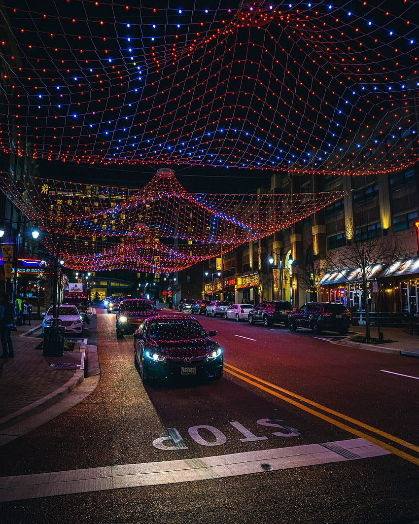 Cars, Night City, Illumination, Street, Illuminations HD phone wallpaper