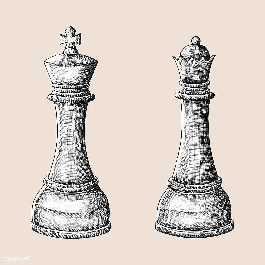 Премиум вектор на ръчно нарисувани шахматен крал и кралица, илюстрация до обяд за шах, дама шах, теглене на шахматни фигури, шах вектор и постижение 41951. Шахматен цар и кралица, шах крал, шах HD тапет за телефон