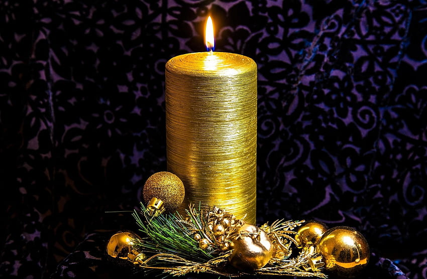 Holidays, Toys, Gold, Needles, Candle HD wallpaper