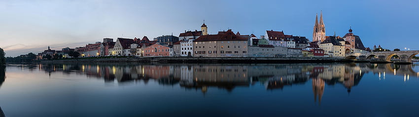 Regensburg, Germany, City, Reflection, River, Sunset, Multiple Display / and Mobile Background HD wallpaper