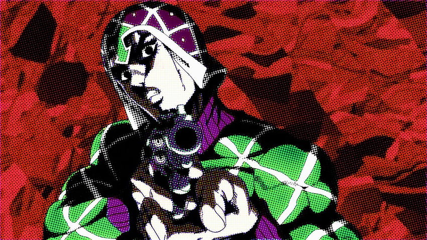 Jojo Guido Mista Gun Pointing With Red Background Anime . HD wallpaper