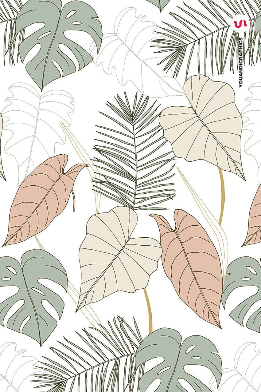 Große Blätter - Tropische Muster im Jahr 2020. Niedliche Muster, Blätter iphone, Blattillustration HD-Handy-Hintergrundbild