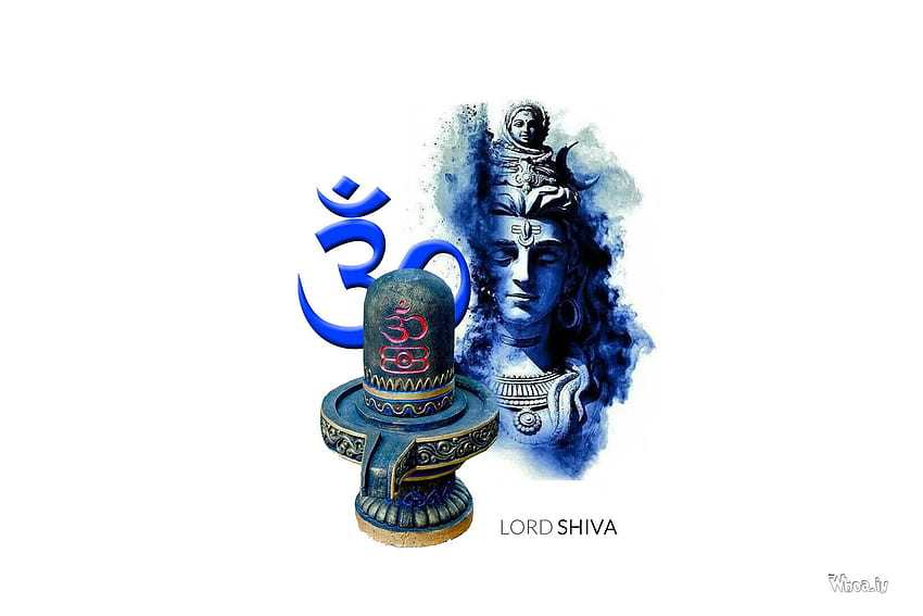 Синьо лице на Бог Шива и OM с Shivling, Bhole Nath 3D HD тапет