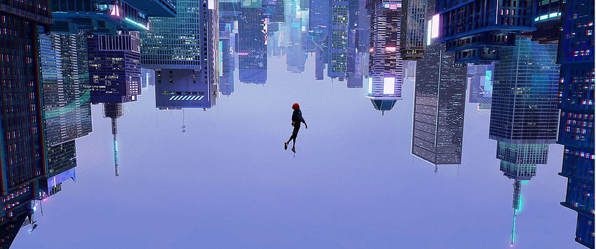 Ästhetischer Spider Man in den Spinnenvers, Miles Morales Falling HD-Hintergrundbild