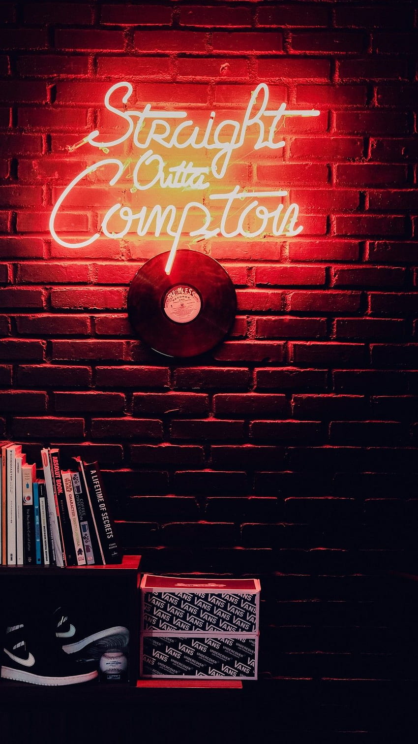 Vinyl Record, Neon Light, Wall, Books for iPhone 8, iPhone 7 Plus, iPhone 6+, Sony Xperia Z, HTC One HD phone wallpaper