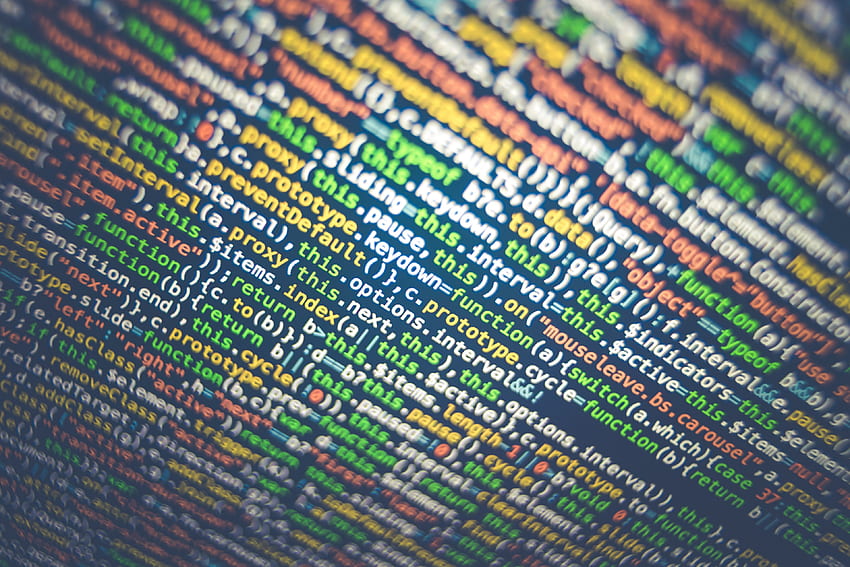 / long colorful lines of code on a computer screen, complicated computer code HD wallpaper