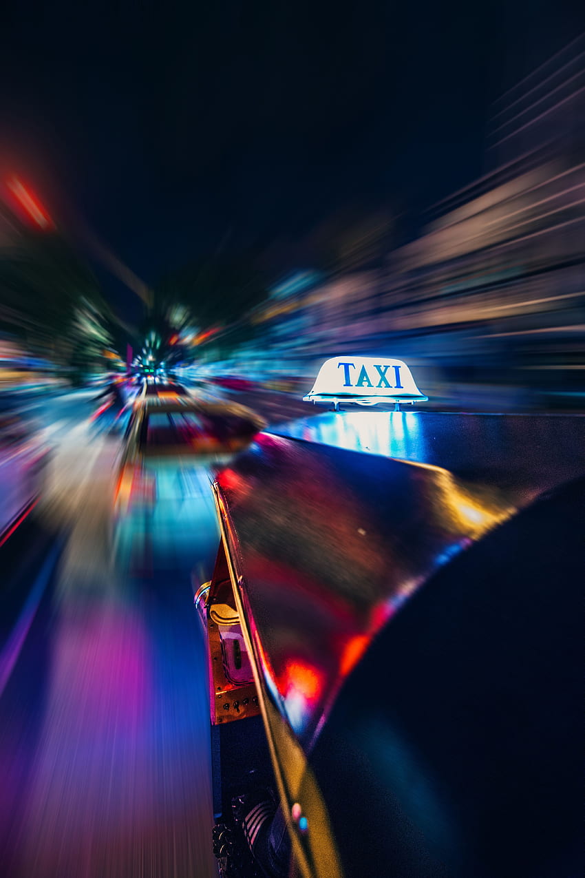 Auto, Taxi, Cars, Movement, Traffic, Blur, Smooth, Long Exposure HD phone wallpaper