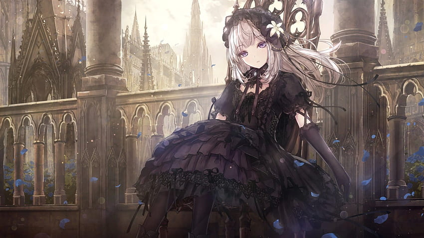 Gothic Anime Girl, Lolita, Thron, Schloss, süße Anime Girls Gothic HD-Hintergrundbild