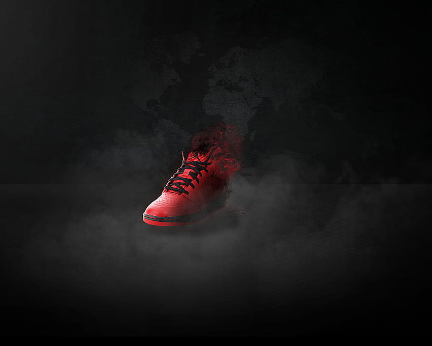 Niesparowane czerwono-czarne buty do koszykówki Nike Air Jordan, grafika cyfrowa • Dla Ciebie, czerwone buty Jordan Tapeta HD