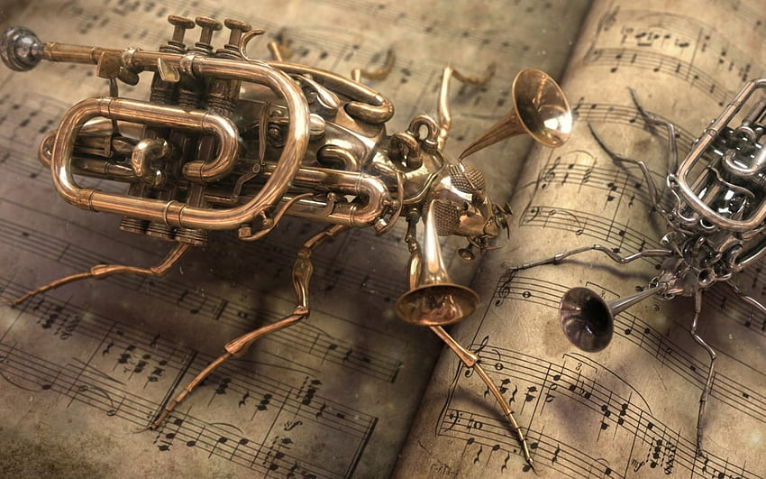 BEETLES MUSIC, music sheet, trumpet, beetles HD wallpaper