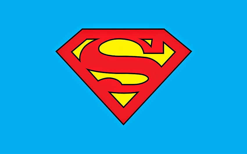 лого на супермен с висока разделителна способност, фон, лого на синьо супермен HD тапет