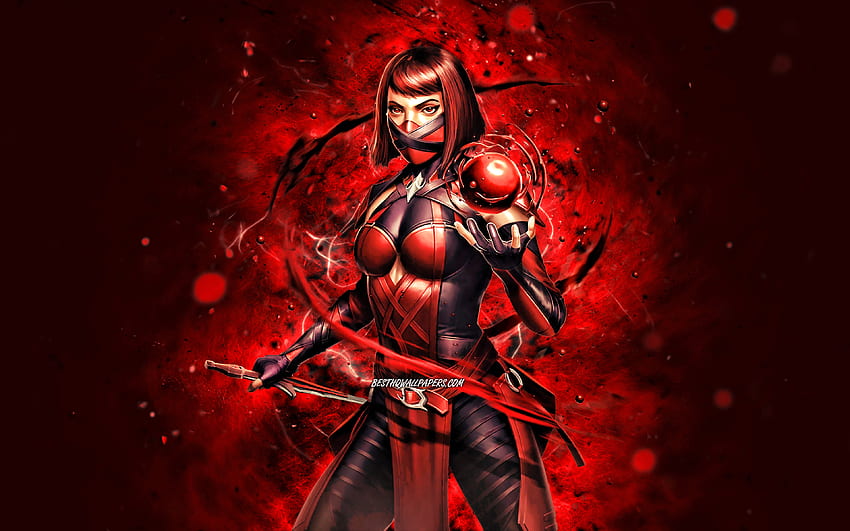 Skarlet, , rote Neonlichter, Mortal Kombat Mobile, Kampfspiele, MK Mobile, kreativ, Mortal Kombat, Skarlet Mortal Kombat HD-Hintergrundbild