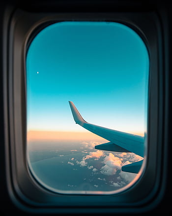 1152x864 airplane, window, porthole, wing, clouds, view standard 4:3 ...
