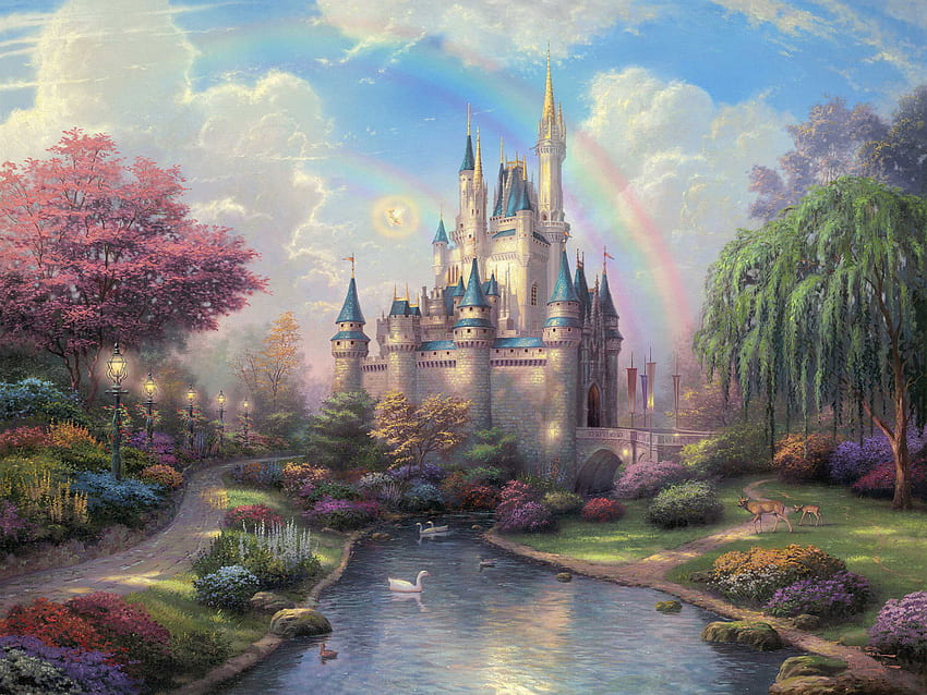 Disneyland Castle Drawing Rainbow Disney , Digital Artwork • For You For & Mobile, Vintage Disneyland HD wallpaper