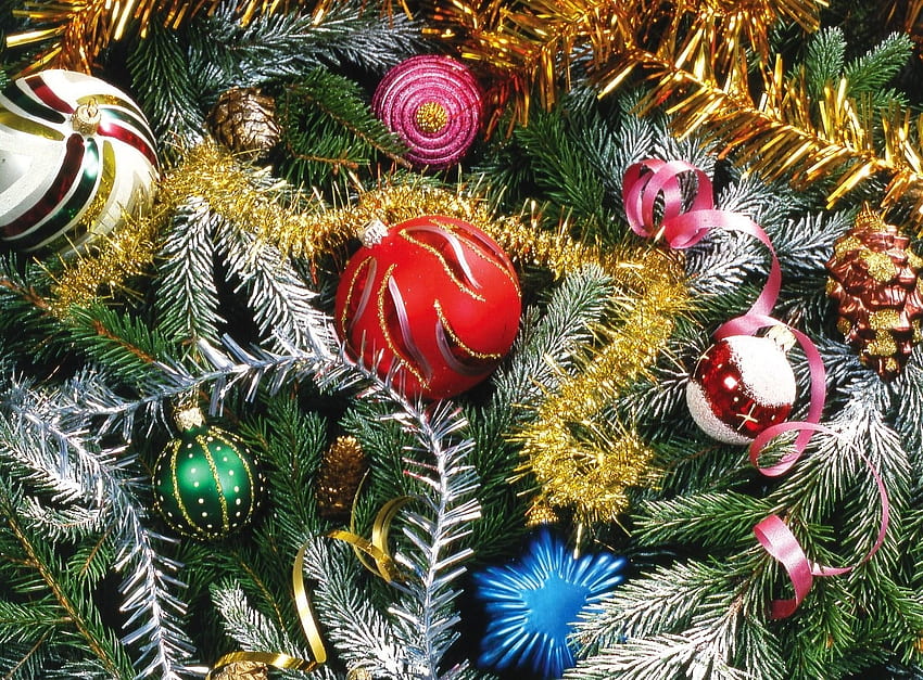 Święta, Dekoracje, Wakacje, Igły, Ozdoby Świąteczne, Zabawki Choinkowe, Choinka, Blichtr Tapeta HD
