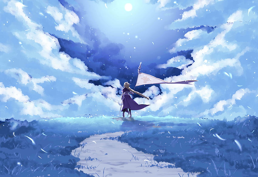 Fate/Grand order, régua, anime girl, paisagem, nuvens, arte papel de parede HD