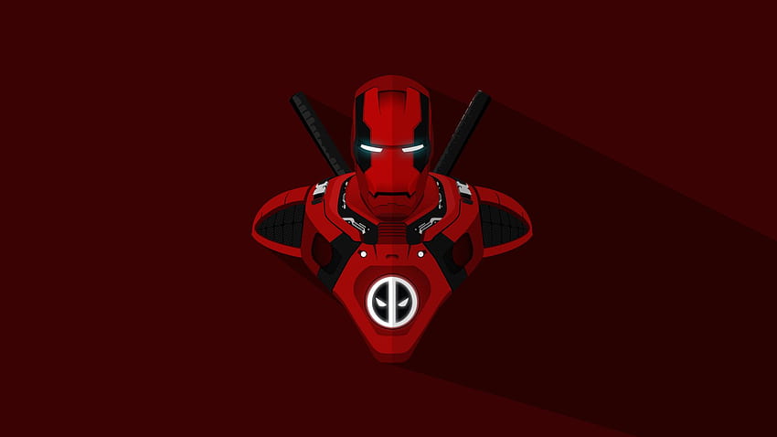 iron man, deadpool, crossover, Deadpool Minimalist HD wallpaper
