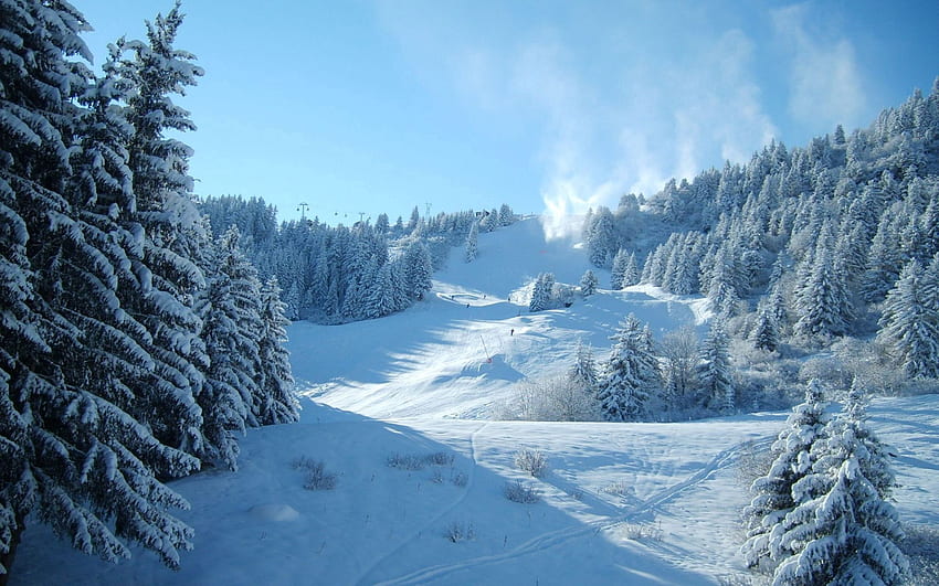 Зима, природа, планини, сняг HD тапет