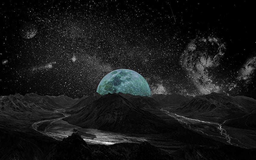 blue planet, , planet landscape, galaxy, NASA, 3D art, nebula, sci-fi, planets HD wallpaper