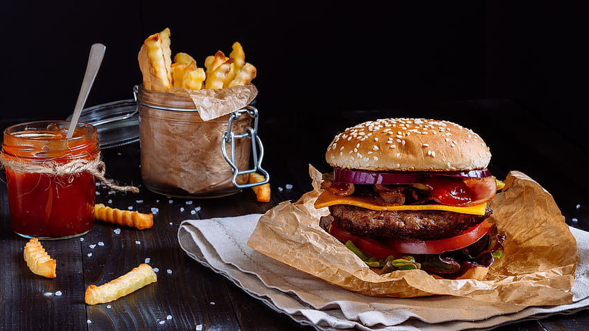 Hamburger, Sandwich, Fast Food - Fast Food - & Background, Junk Food HD wallpaper
