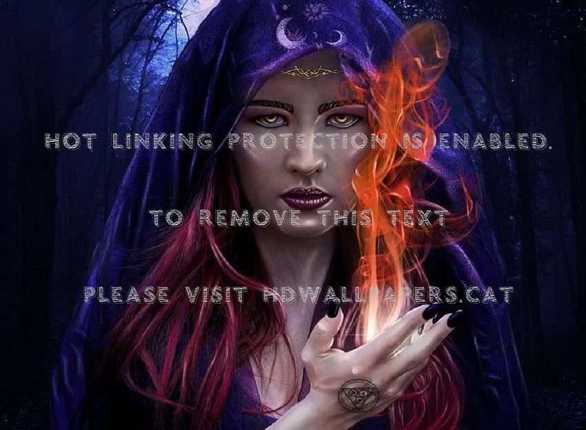 beau tatouage de sorcière sort de feu fantastique, beau chat de sorcière Fond d'écran HD