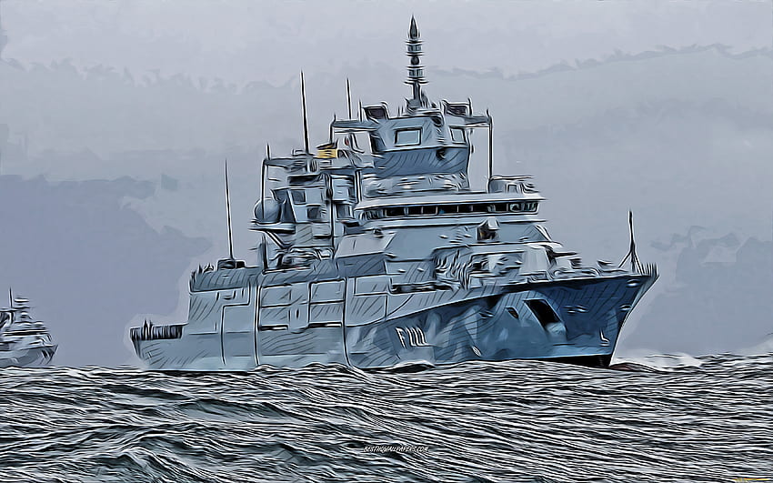 Baden-Wurttemberg, F222, , fregata tedesca, arte vettoriale, disegno del Baden-Wurttemberg, arte del Baden-Wurttemberg, disegno vettoriale, navi astratte, disegni di navi, marina tedesca, Baden-Wurttemberg F222, FGS Baden-Wurttemberg Sfondo HD