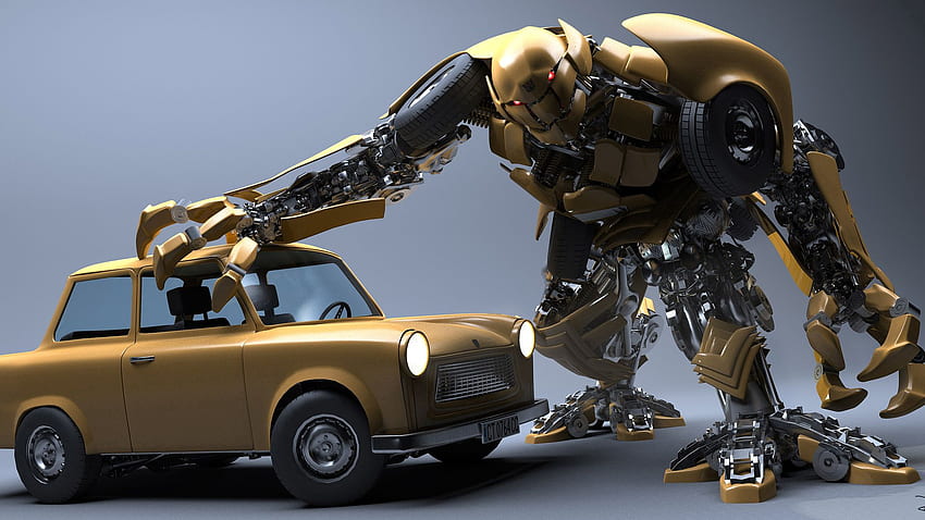 ロボット、車、大破の背景、おもちゃのロボット 高画質の壁紙