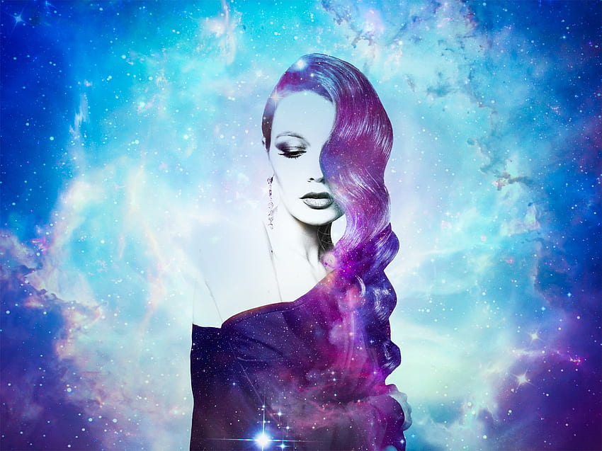 Art, Galaxy, Girl, Space, Cosmic, Manipulation HD wallpaper