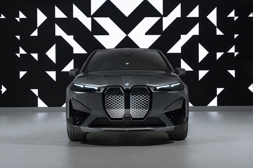 Black car, BMW iX Flow, front-view HD wallpaper