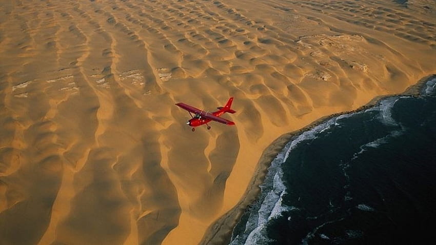 Namibia: el desierto se encuentra con el mar, el mar, el avión, el desierto, increíble fondo de pantalla