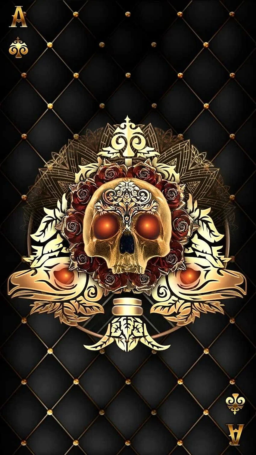 Black And Gold Skull HD phone wallpaper