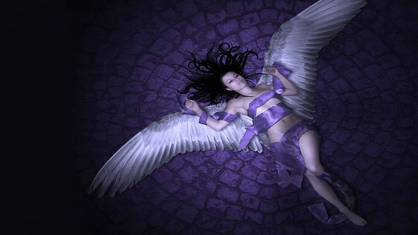 FALLEN ANGEL - girl purple wings fantasy . . 486739. UP, Female Dark Angel  HD wallpaper | Pxfuel